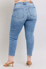 Judy Blue Full Size Mid Rise Vintage Wash Slim Jeans with Cell Phone Pocket Plus Size