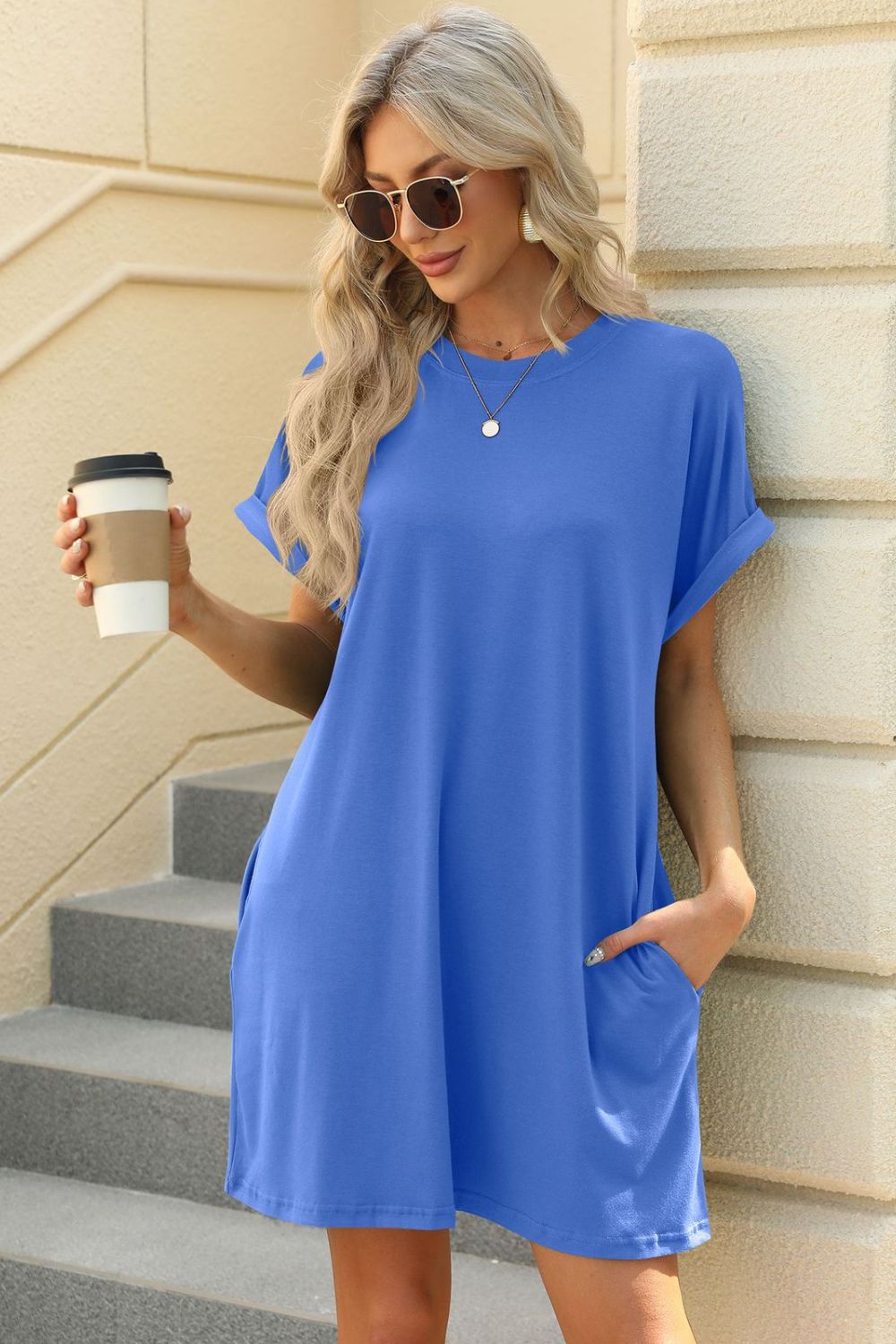 Florira Short Sleeve Mini Dress with Pockets - Ladyez