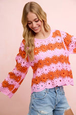 BiBi Flower Crochet Knit Top