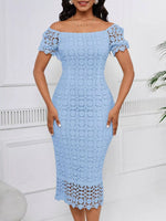 Lace Short Sleeve Midi Dress