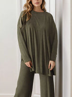 Casual Loose Long Sleeve Top and Wide Leg Pants Set