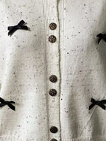 Bow Button Up Ribbed Hem Cardigan