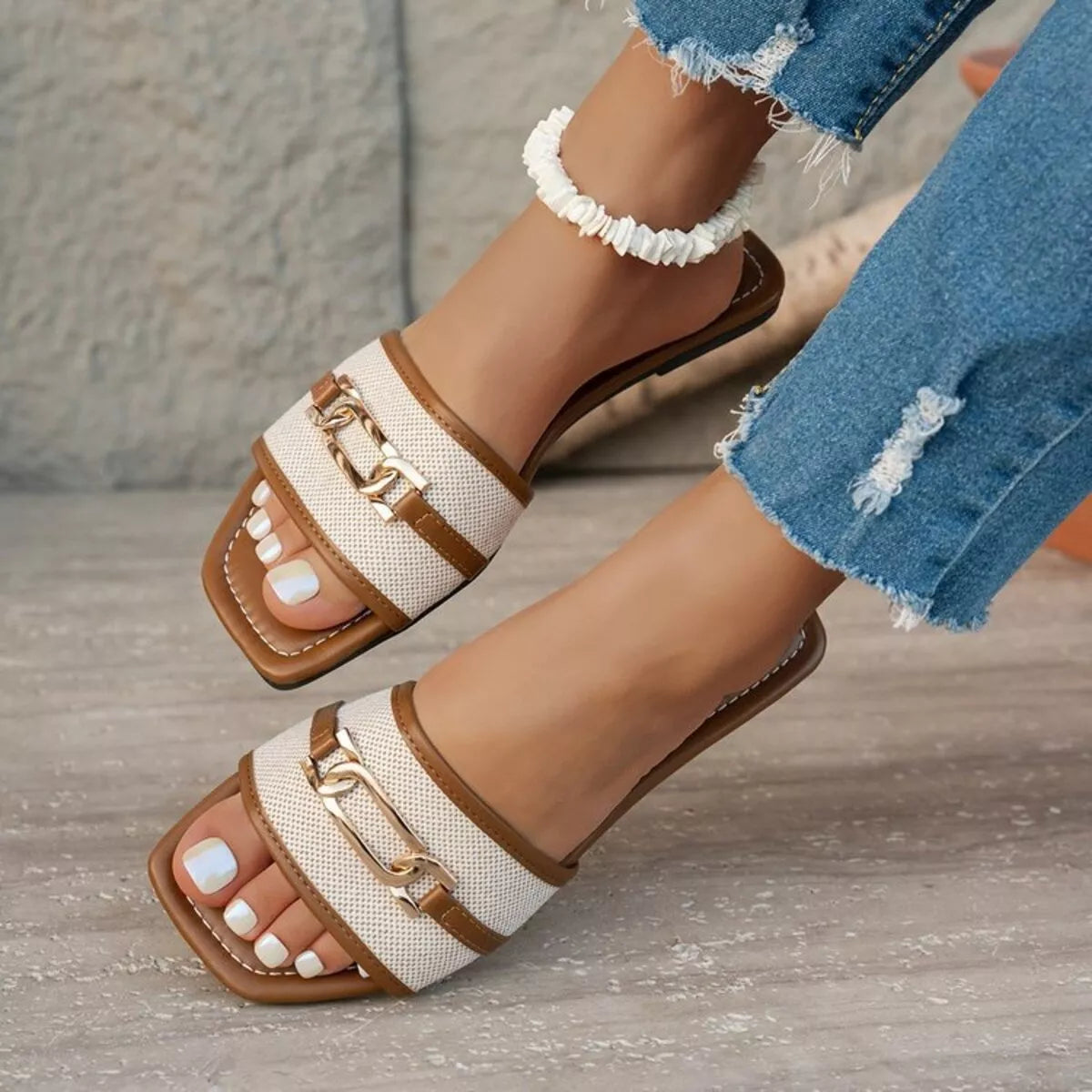 Open Toe Flats Sandals