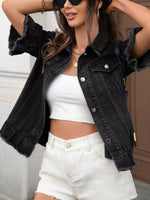 Raw Hem Button Up Denim Jacket