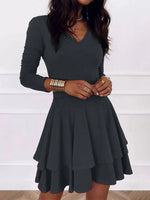 V-Neck Layered Ruffle Mini Dress