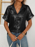 Button Up Short Sleeve Shirt - Ladyez