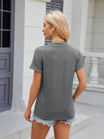 Florira Notched Short Sleeve T-Shirt - Ladyez