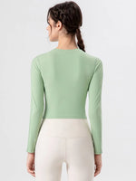 Round Neck Long Sleeve Active T-Shirt - Ladyez