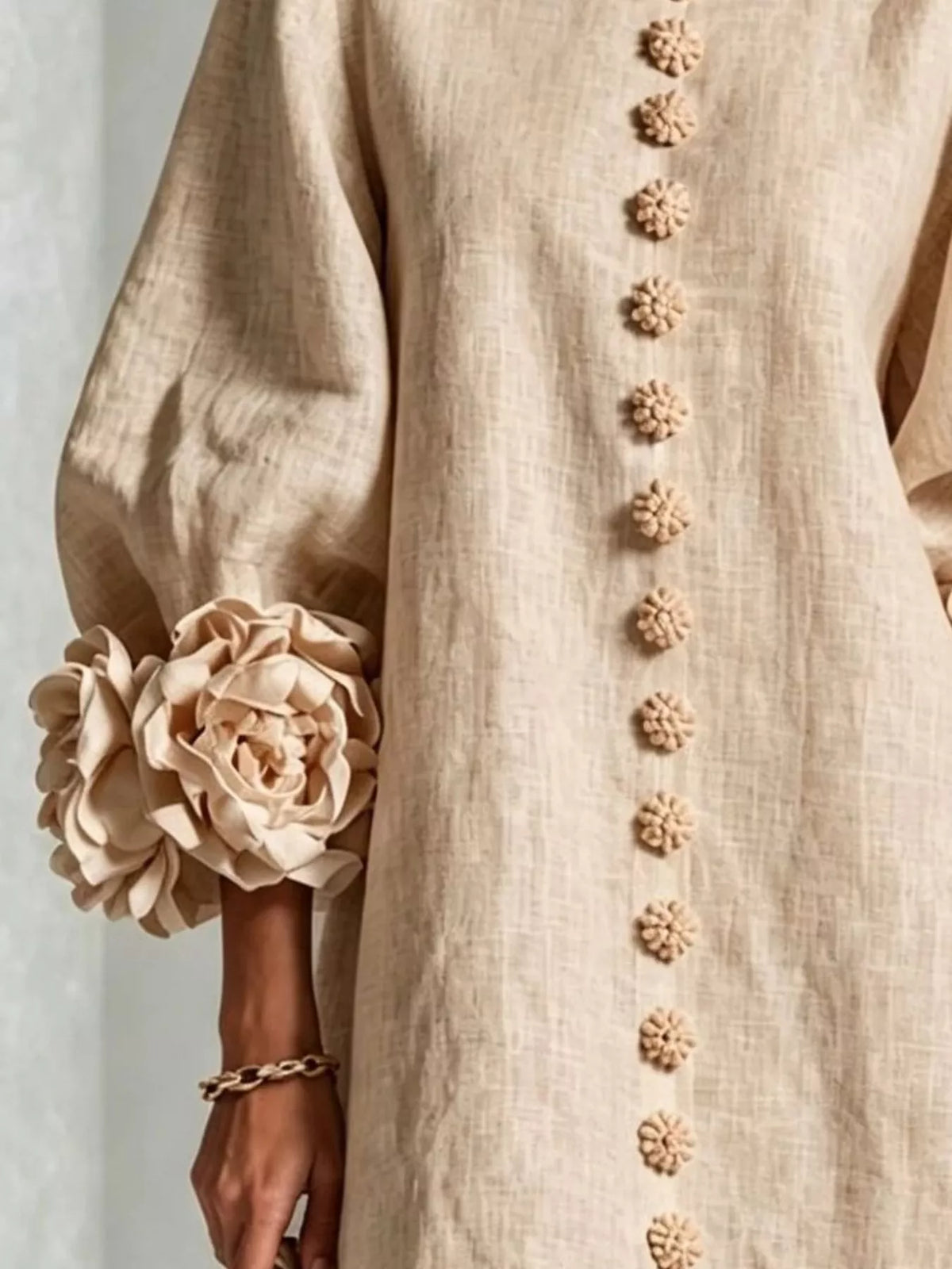 3D Floral 3/4 Sleeve Mini Dress