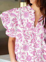 Floral Butterfly Sleeve Blouse