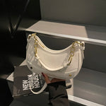 Leather Crescent Shoulder Bag - Ladyez