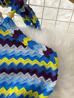 Striped Knitted Halter Top and Maxi Skirt Set