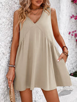 Mandy V-Neck Sleeveless Mini Dress - Ladyez