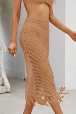 Fringe Openwork High Waist Swim Skirt - Ladyez