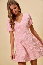 SO ME Floral Jacquard Fit And Flare Daily Mini Dress