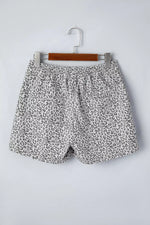 Leopard Print Elastic Waist Denim Shorts