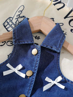 Children's Button UP Vest and Skirt Denim Set