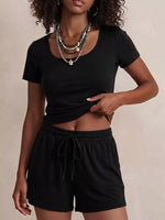 Solid Color Short Sleeve Tee and Shorts Set