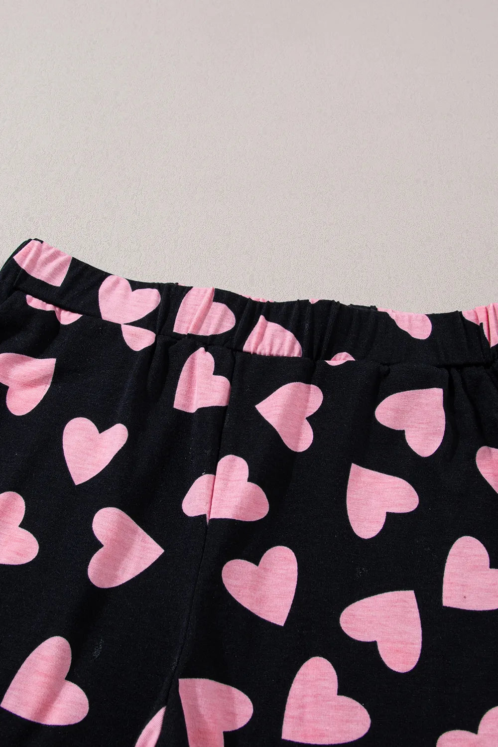 Heart Print Long Sleeve Top and Shorts Lounge Set - Ladyez