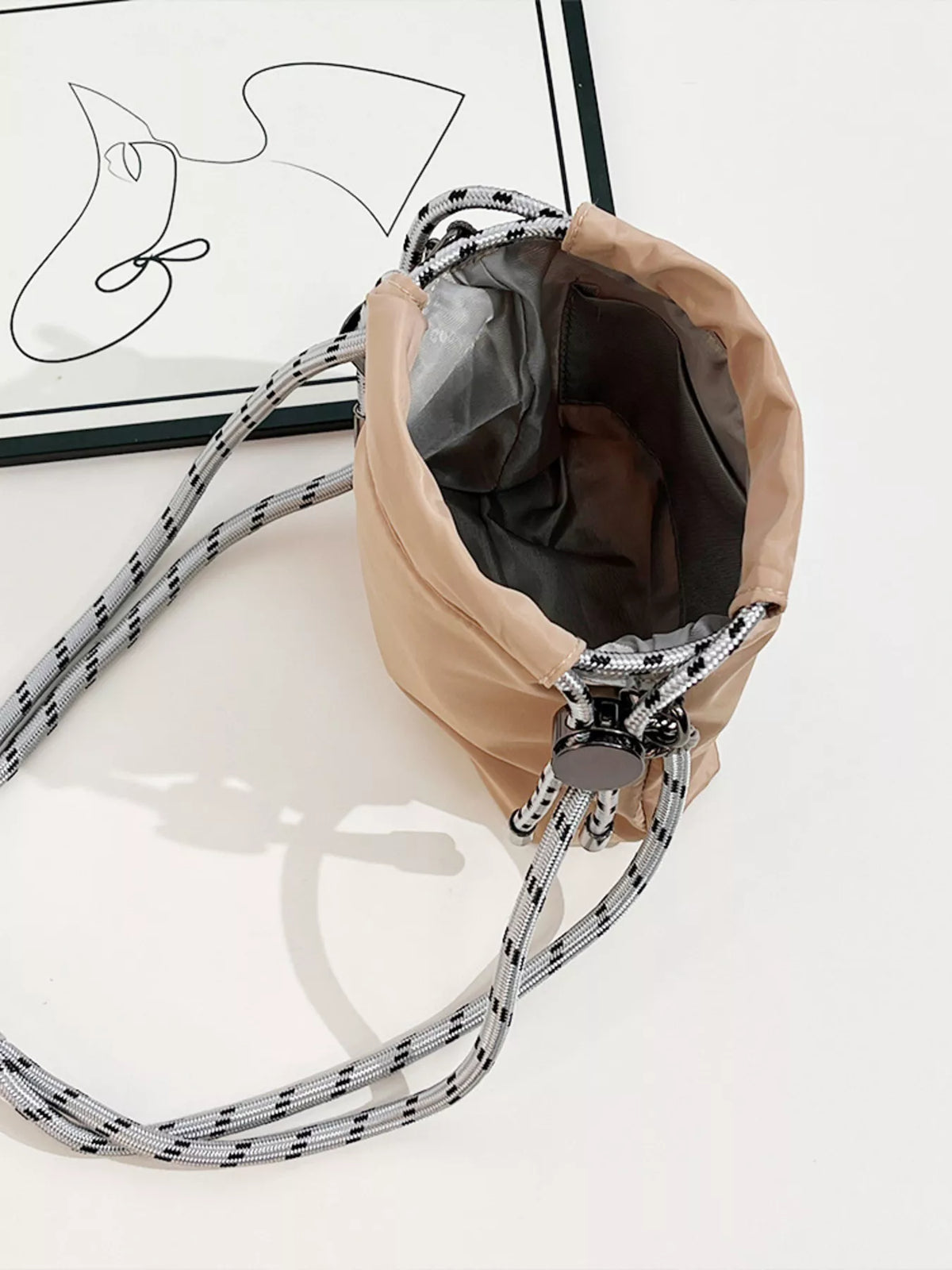 Embroidered Crossbody Bag with Rope Strap