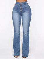 Full Size High Waisted Button-Fly Flare Jeans Plus Size - Ladyez