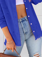 Distressed Denim Jacket with Frayed Edges