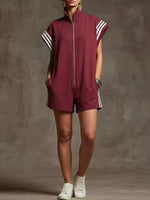 Striped Zip Front Romper