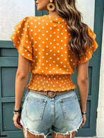 Polka Dot Ruffle Sleeve Blouse