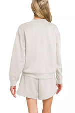 Zenana Scuba Long Sleeve Sweatshirt and Shorts Set