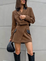 Double-Breasted Blazer & Asymmetrical Skirt Set