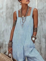 Full Size Striped Wide-Leg Jumpsuit Plus Size