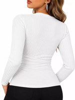 Full Size Ribbed Long Sleeve Slim Fit T-Shirt Plus Size