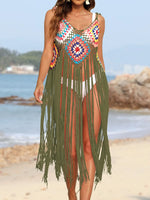 Fringe Spaghetti Strap Cover-Up - Ladyez