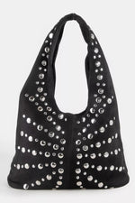 Fame Grommet Studded Suede Shoulder Bag