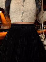 Velvet Layered Mini Skirt