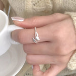 925 Sterling Silver Flower Bypass Ring