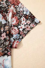 Floral Print Mock Neck Sheer Mesh Top