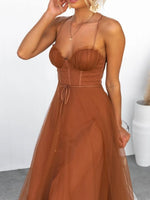 Sweetheart Neck Tulle Midi Dress - Ladyez