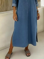 Side Slit V-Neck Midi Dress