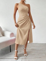 Side Slit Cutout Single Shoulder Dress