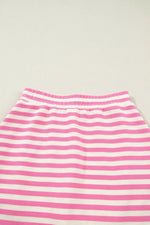 Half Zip Striped Sleeveless Top and Skirt Set