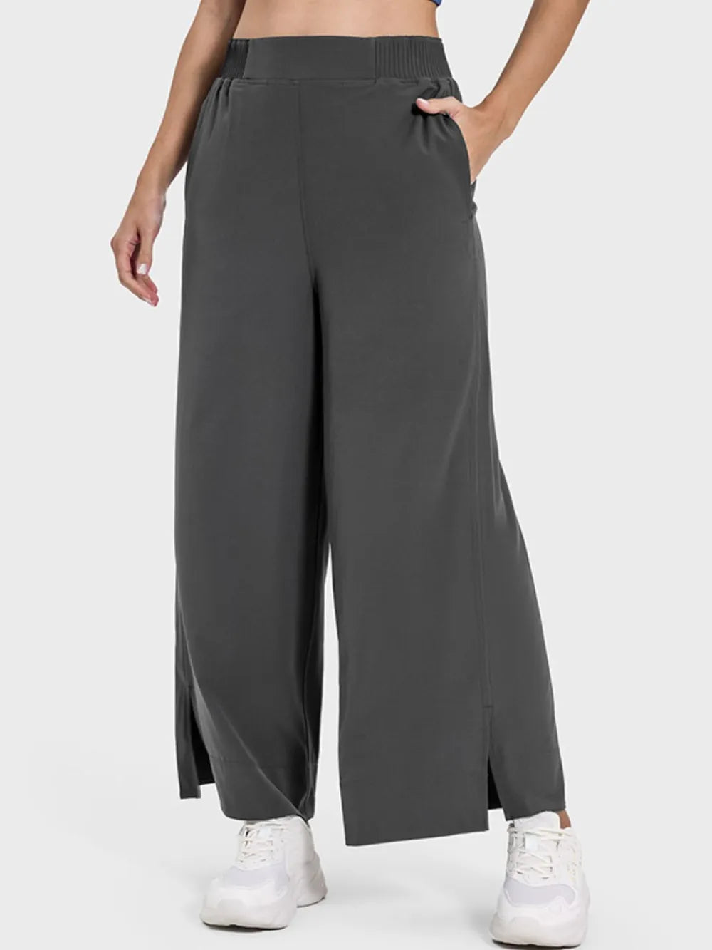Millennia Slit Wide Leg Active Pants - Ladyez