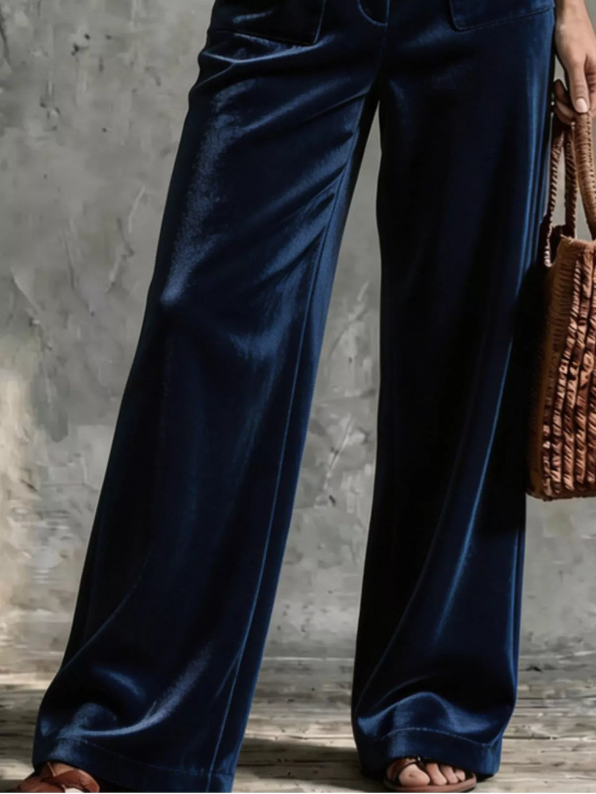 Full Size Velvet Wide-Leg Pants Plus Size
