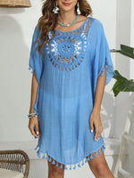 Tassel Crochet Round Neck Cover-Up - Ladyez