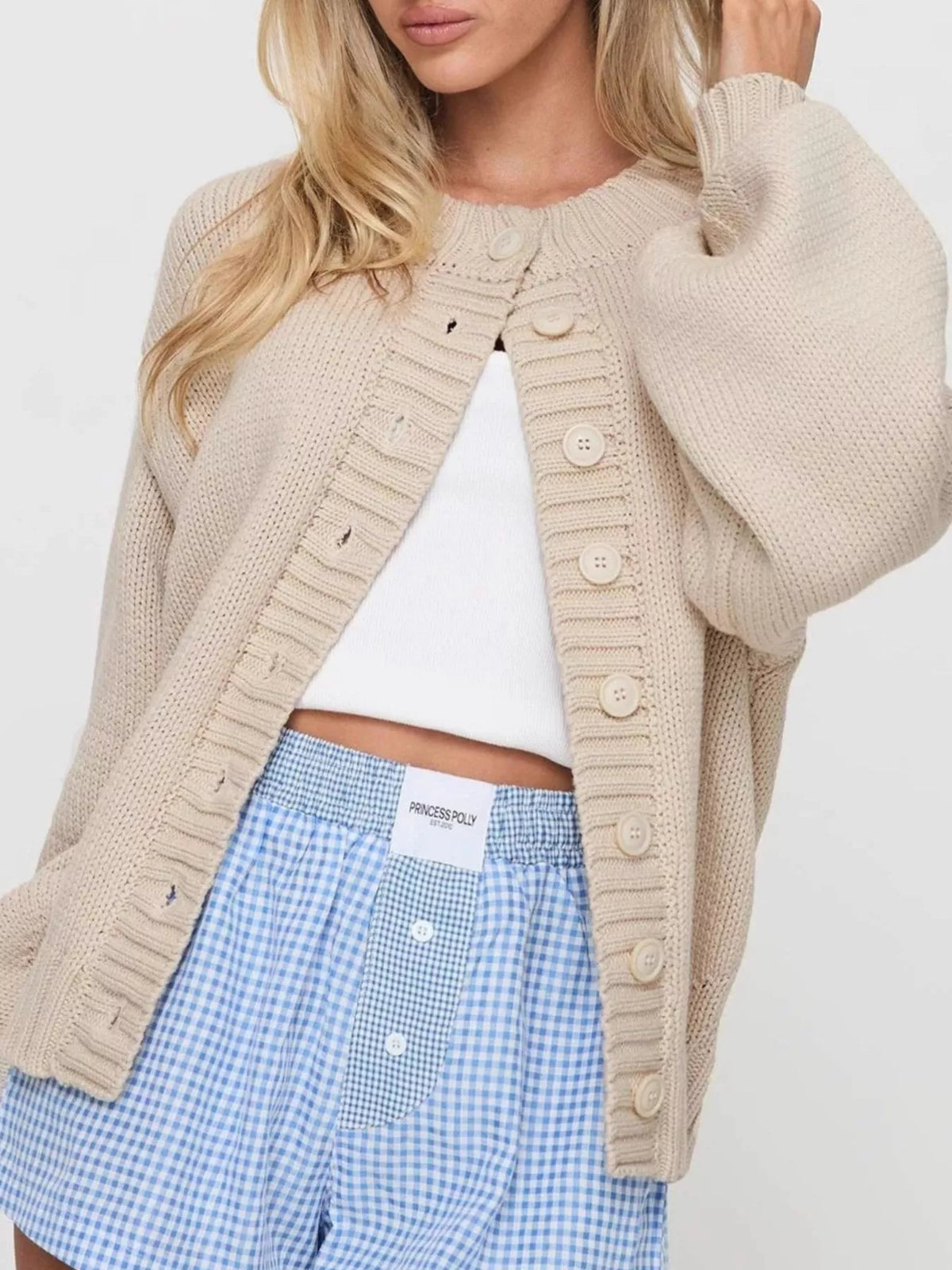 Full Size Button-Down Knit Cardigan Plus Size
