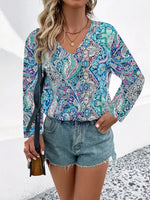 Paisley Print Long Sleeve Blouse