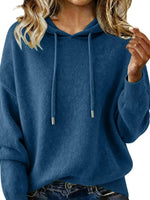 Drawstring Long Sleeve Hooded Sweater