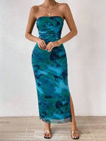 Printed Side Slit Tube Dress - Ladyez