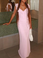 Ruffled V-Neck Sleeveless Maxi Dress - Ladyez