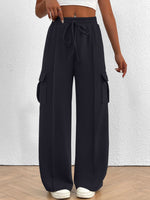 Casual High Waist Cargo Pants with Drawstring